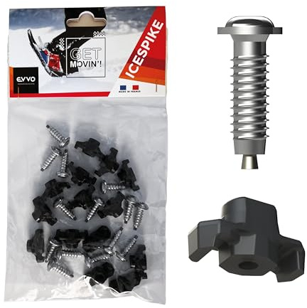 EVVO Kit Accessori Crampon Icespikes Tacchetti Made in France per Racchette da Neve, 14 Punte in Carburo, Nero, Unisex Adulti