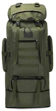 Qiantull Mochila de senderismo 80L Gran capacidad Senderismo Mochila al aire libre Mochila universal Camping Deportes Viaje Daypack Mochila de viaje para hombres mujeres, Verde Ejército, 100L