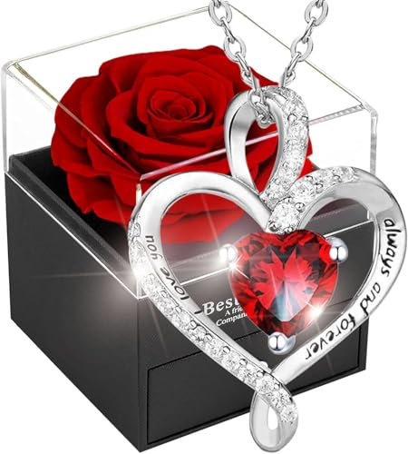 Willuck Rose Eternelle,Femme boîte de Roses,Rose Conservée,Rose Stabilisée Rouge,Cadeau pour Elle la Anniversaire Saint Valentin Noël Fête des Mères Cadeaux pour sa Femme Maman Grand-Mère Copine