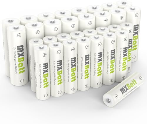 MXBatt Pilas Recargables AA y AAA NiMH 1.2V Combo, Pilas Recargables AA 3200mAh 16 Piezas,Rechargeable Batteries AAA 1100mAh 16 Piezas 1200 Ciclos Larga Duración