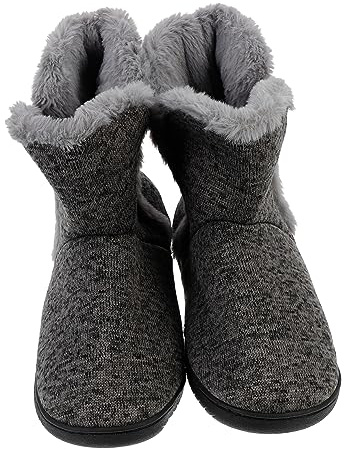 minkissy Pantofole Antiscivolo da Uomo Invernali, Stivali da Casa Caldi Confortevole, Design Casual Suola Piatta per Uso Interno ed Esterno, Taglia 42-43 Grigio