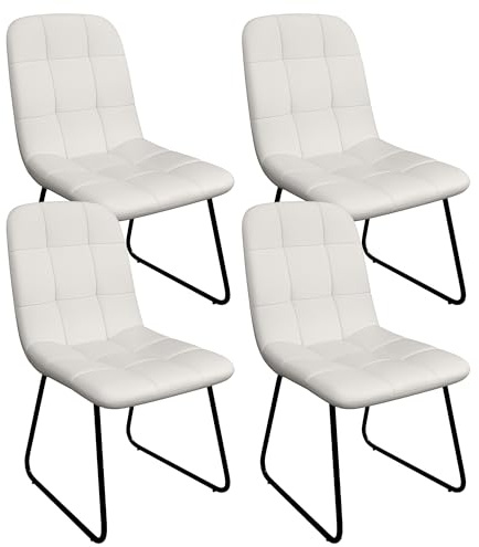 JIEXI Faux Leather Dining Chairs Set of 4 with High Back | Cushioned Comfort, Strong Metal Frame And Floor-friendly Feet for Dining Rooms, Kitchens, Home Offices and Guest Areas