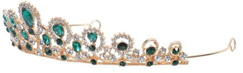 ARTSEWPLY Barockstil Brudkrona med Strassgrönt Hårband Elegant Tiara för Bröllop och Födelsedagsfest Lätt och Bekväm Håraccessoar för Kvinnor