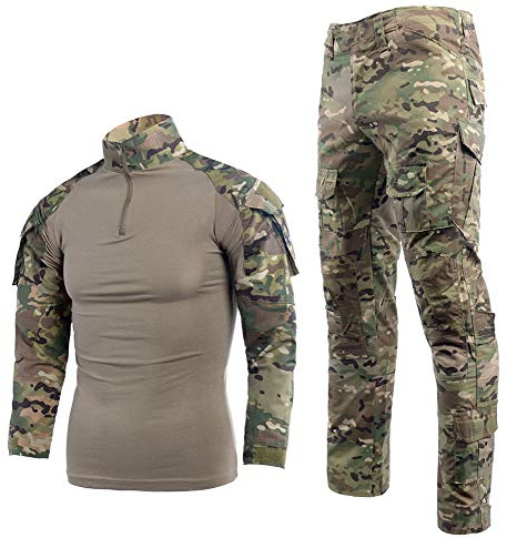 Completo tattico da uomo con camicia e pantaloni a maniche lunghe, antistrappo, uniforme militare in tessuto Multicam per la caccia e il softair CP XL