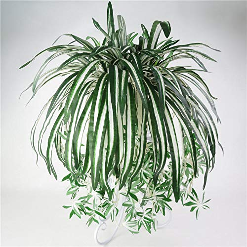 GREENSTORE 2 PCS Artificial Spider Plants, Faux Greenery Plastic Wall Hanging Plants Home Wedding Decor Simulation Greenery Faux Plants DIY for Home Wall Indoor Outdside