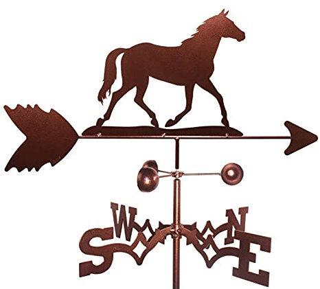 Linsition Metall Wetterfahne - Edelstahl Wetterfahne mit Figur, Vintage Garten Windrichtungsanzeige, Outdoor Farm Wetterfahne Dachdekoration 55cm hoch