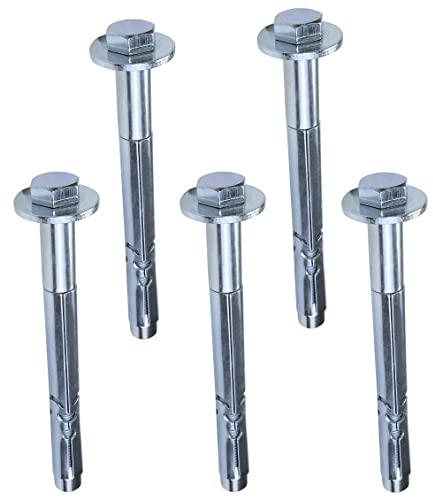 AERZETIX - C53993-5x Perno di ancoraggio tasselli per calcestruzzo con bullone a testa esagonale e rondella - Ø10mmx110mm M8 - in acciaio zincato