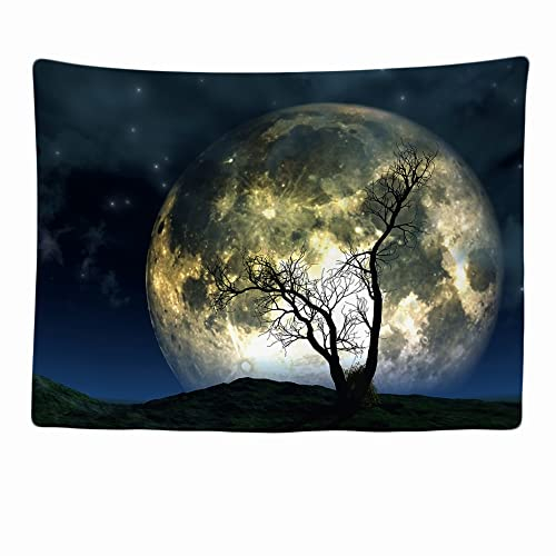 Ulticool - Appeso a Parete Decoración Casa - Paisaje Noche de Luna llena - 200 x 150 cm Grande – Murales Alfombra Tapiz Pared - Tapices Decorativo para Habitacion Dormitorio Salon