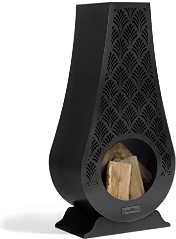 Gartenkamin Ankara Gartenofen H 108cm zum Heizen und Grillen Terrassenofen aus Naturstahl Kamin CookKing