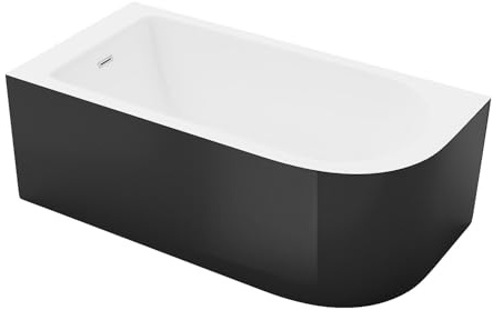Vente-unique - Vasca angolare 240 litri 170 x 75 x 58 cm Nero - Angolo a sinistra - ANIKA