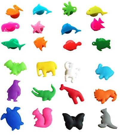 Segnabicchiere Silicone 24 pennarelli in Silicone riutilizzabili for Bevande identificative for Bicchieri (Color : 24pcs Style 1)