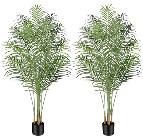 Keeplush Künstliche Pflanzen groß 170cm Kunstpflanze im Topf Plastik Künstliche Palme wie echt Fake Pflanzen deko für Wohnzimmer Balkon Schlafzimmer Büro Perfektes Einweihungsgeschenk (2 Pack)
