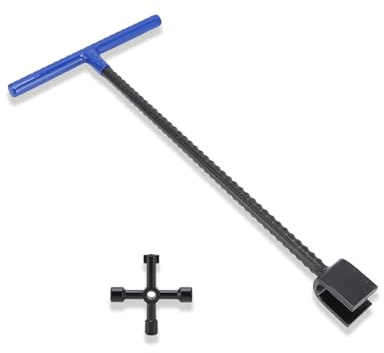Llave De Medidor De Agua, Herramienta De Cierre De Agua, Llave De Bordillo Con Mango En T De Acero Con Herramienta De Utilidad De 4 Vías Para Grifos De Válvulas(Azul)