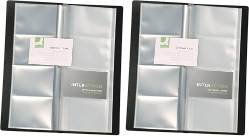 Q-Connect Polypropylene Name Business Card Holder 160 Card Black (Pack of 2)