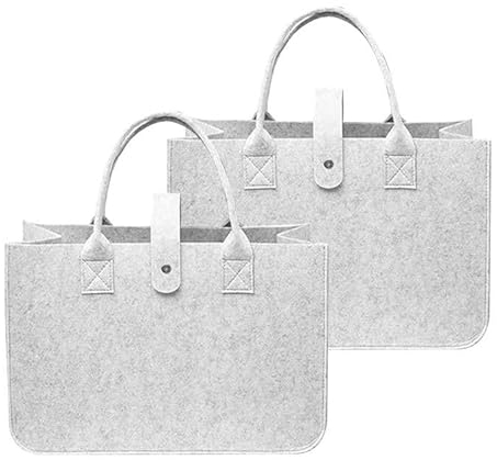 FANNITE Filztasche Einkaufstasche,2 Stück Filztasche Einkaufstasche,Faltbar Filztaschen Shopper, Filz Tasche zur Einkaufen, Reisen, Arbeit, Picknick,30 * 20 * 18 cm