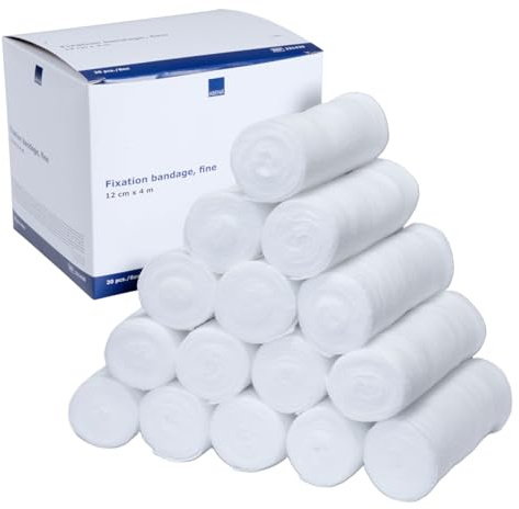 ABENA Mullbinden 12cm x 4m – 20 Stück, Fein, Elastische Binde aus Verbandsmaterial, luftdurchlässige und hautfreundliche Bandage – ideal zur Fixierung bei Wundpflege, Sport & Alltag