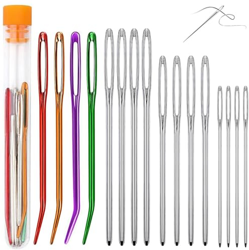16 Pcs Large Eye Blunt Needles, Luoqun88 Crochet Needles with 4 Size, Darning Needles for Yarn & Wool, Tapestry Needles for Sewing Up Knitting for Crochet DIY Crafts (16 PCS Large Eye Blunt Needles)