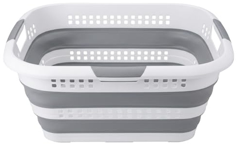 Cesto de Ropa Plegable 45L, Gran Capacidad, Diseño Compacto y Resistente para Casa, Dormitorio y Lavandería-Ovalado 45L