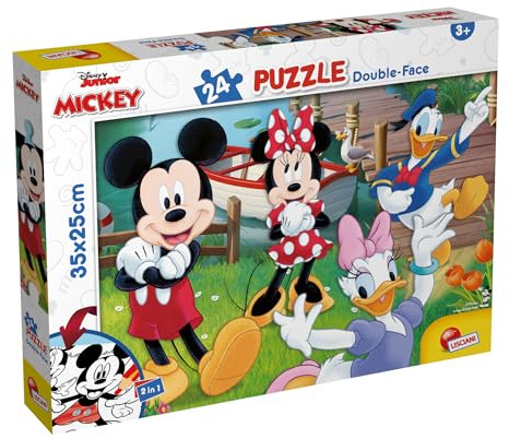 Lisciani - Puzzle Disney - Mickey MaxiPlus - Puzzle 24 Pièces Double Face pour Enfants dès 3 Ans - Verso à Colorier - 25x35 cm - Activité Créative - Jeu Éducatif - Idée Cadeau Anniversaire