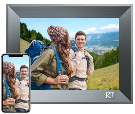 KODAK Cadre Photo numérique 8 Pouces, Cadre Photo numérique Wi-FI à Bords métalliques avec mémoire de 32 Go, écran Tactile HD IPS, Partage des Photos Via Une Application (8 Pouces)