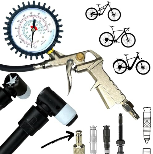 F26 Kompressor Druckluft Fahrrad Reifenfüller Manometer mit Klick Ventil SKS Clik Valve Anschluss Kopf kompatinbel mit neuem SCV Schnellkupplung Klick Ventile I UST