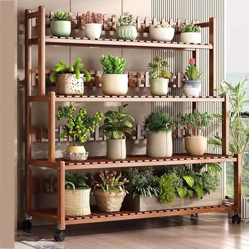 SRHIMEOS Estantería De Esquina para Plantas, Soporte De Madera para Flores, Escaleras para Plantas, Soporte para Macetas De 4 Niveles, Estante Decorativo para Plantas para Jardín (100x40x125cm)