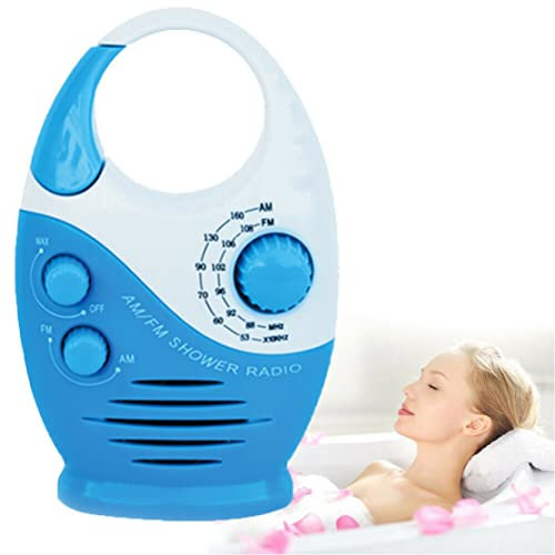 Radio de Douche imperméable Mini Am/FM Shower Radio résistante Musique Suspendue Conférencier intégré pour Salle de Bain Utilisation l'extérieur (Bleu) Salle Bain pour Le RA