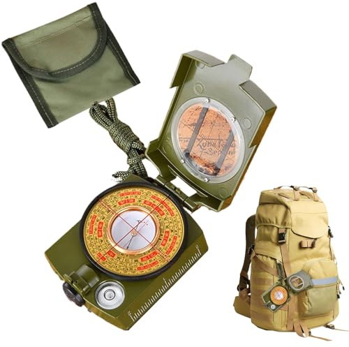 Vmiorzq Boussole pour La Randonnée | Outil d'Équipement Comprenant Une Lanière et Une Pochette,Boussole De Navigation Étanche | pour Navigation en Plein Air Scoutisme Randonnée Itinérante Et Camping