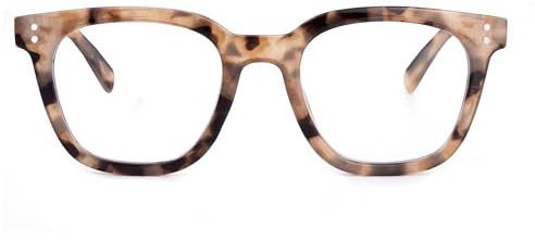 OKH Gafas Filtro Luz Azul Hombre Mujer – Montura Cuadrada Grande, Antideslumbrante y Antifatiga Sin Graduación, Gafas de Ordenador Modernas (Marrón Tortuga)