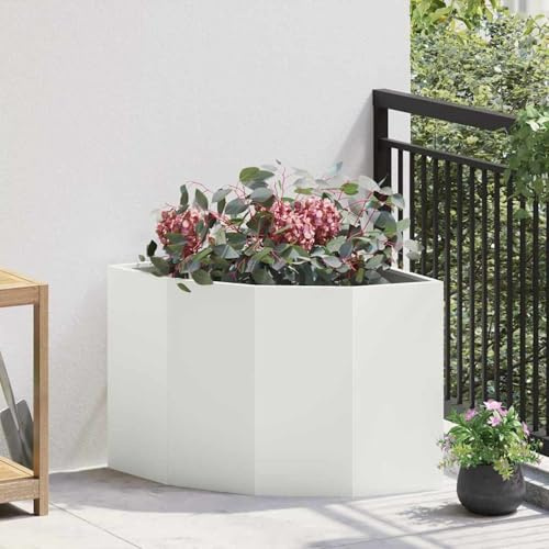 vidaXL Macetero de Esquina 60 x 60 x 50 cm Acero, Caja de Plantas Exterior, Jardinera de Acero Resistente, Ahorro de Espacio, rincón, exhibición Moderna de Flores
