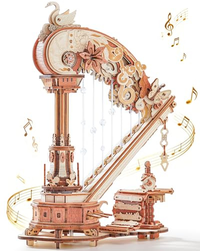 ROKR Arpa magica puzzle 3D in legno, carillon meccanico, kit vintage musicale in legno, per adulti, decorazione per la casa, regalo per modellisti e appassionati d'arte (AMK71)