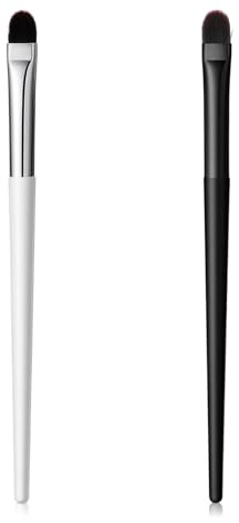 Pennello rotondo extra piatto, confezione da 2 pennelli per correttore, pennello piatto per trucco per sopracciglia, pennello applicatore per ombretto per sfumare piccoli pennelli per ombretto, 15 cm