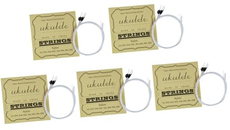 Mikikit 5 Stück Ukulelensaite Nylonkern Universelles Komplettset für Ukulele 21/23/26 Zoll mit Hellem Klang und Robuster Qualität für Reparaturgebrauch