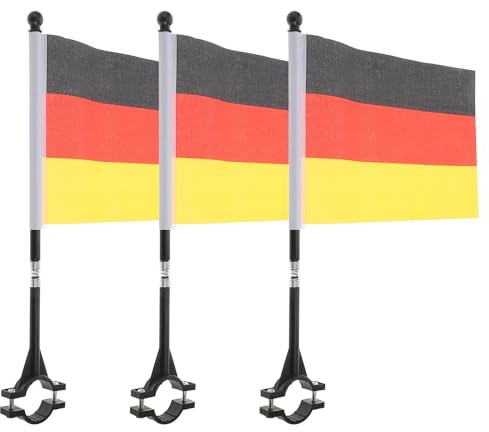 GALPADA Banderas Decorativas para Manillar de Bicicleta 3 Piezas, Bandera Alemana Mástil, Accesorio para Bicicletas y Carritos de Golf