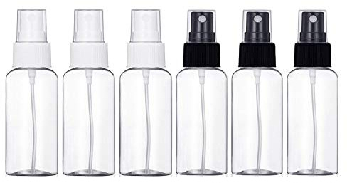 6 st, 50 ml sprayflaska tom plast fin dimma resa atomiser set med 2 trattar - genomskinlig påfyllningsbar och återanvändbar resestorleksflaska toalettartiklar flytande behållare för smink av JamHooDirect