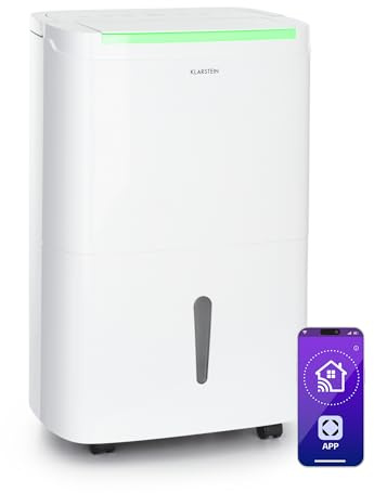 Klarstein Deumidificatore Casa per Muffa e Umidità Silenzioso, Portatile Smart, Deumidificatore Ambiente Professionale Elettrico Basso Consumo, WiFi 30L con Display LED