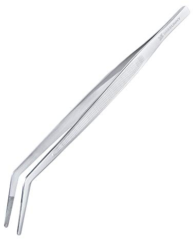 MSY BIGSUNNY Pinzette di precisione professionali da cucina con punta curva per decorare la cottura (1, 24,1 cm)