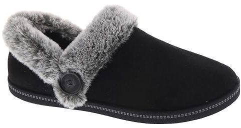 Skechers Damen Cozy Campfire Fresh Toast Hausschuh, Black Microfiber/Faux Fur, 36 EU