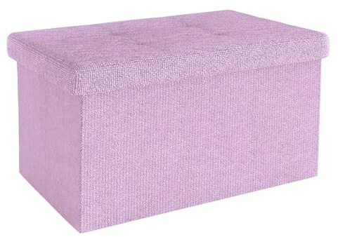 Intirilife Hopfällbar bänk 49x30x30 cm i rosa - Sittkub med lock och förvaringsutrymme i tyg med håligheter - Sittkub fotstöd hopfällbar förvaringslåda bröstkorg sittpall