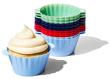 OXO Good Grips Silicone Baking Cups, Pack of 12, Reusable, BPA-Free, Dishwasher Safe, Non-Stick, Food Grade, Cupcake Cups, Muffin Cups, Cupcake Liners, Muffin Liners