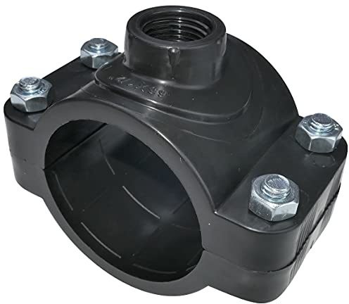 AERZETIX - Collier de Prise en Charge pour Tuyau Ø63 - Filetage 1/2'' - à 4 Boulons - Collier de Dérivation de Conduites Secondaires - Plastique