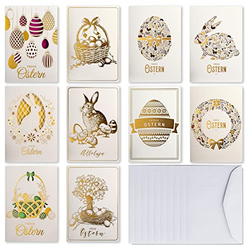 Art Nuvo – EXKLUSIVER SET VON 10 VERSCHIEDENEN OSTERKAR-TEN, HERGESTELLT AUS EDLEM PAPIER MIT BUNTEN EINLAGEN UND UMSCHLÄGEN 120x170mm, EE-MIX