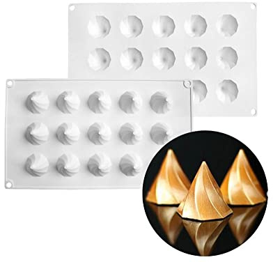 XiaoShenLu Stampo per torta in mousse in silicone, mousse per dessert Bakeware Stampo per candela con sapone al cioccolato fai da te, 15 fori Cono circolare