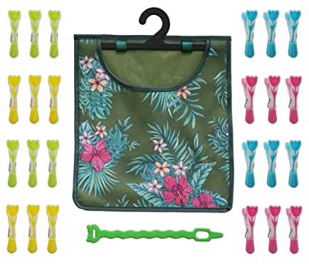 Maishijie Confezione da 24 mollette morbide con sacchetto per vestiti, mollette per bucato, robuste mollette antiscivolo per asciugare all'aria con striscia antivento