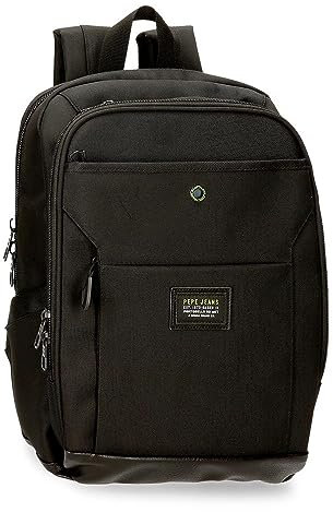 Pepe Jeans Leighton Mochila para Portátil Negro 25x37x10 cms Poliéster 9,25L
