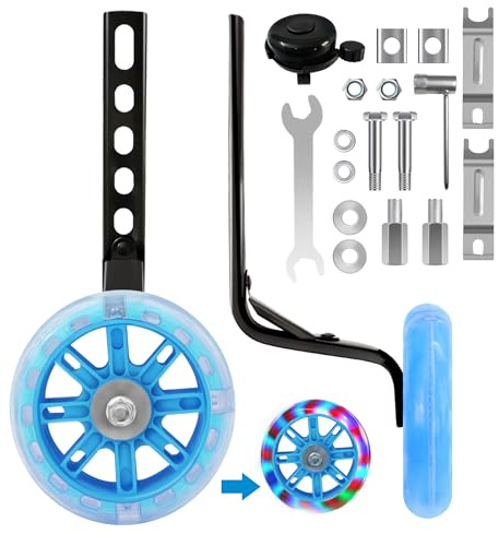 CycForge Bike Stabilisers for childs Bikes - Equipped with Flashing Quiet Wheels - Compatible with 12 14 16 18 20 Inch Kids' Variable Bicycles & Single-Speed Bikes