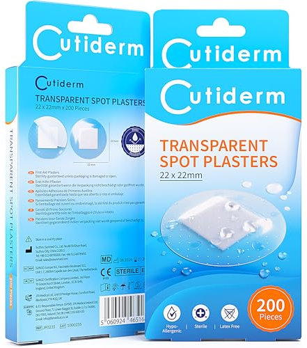 Cutiderm Cerotti rotondi trasparenti, 22 x 22 mm, 200 cerotti per scatola
