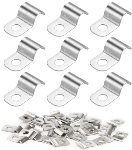 SHUOHONG 50 Piezas Abrazaderas Metalicas de Tubo en U, Abrazaderas Metalicas para Tubos, Grapas para Cables Pared, Abrazaderas de Acero Inoxidable, Abrazaderas Para Tubos para Cable Ø 6 mm
