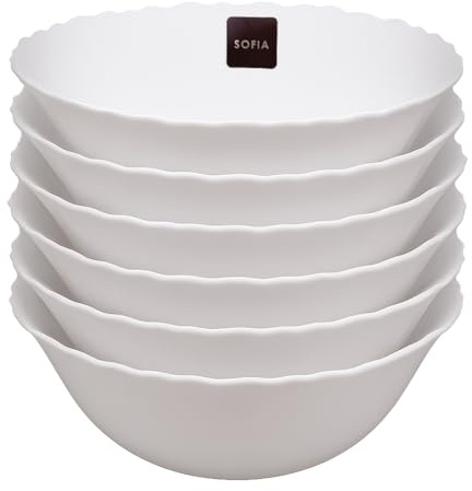 Best House | Opalware Round Bowl Set | 7.5/19 cm | Set of 6 Pcs | White | Salad Fruit Soup Bowl Set | BPA-Free | Microwave Safe Serving Bowl | Food-Grade Material