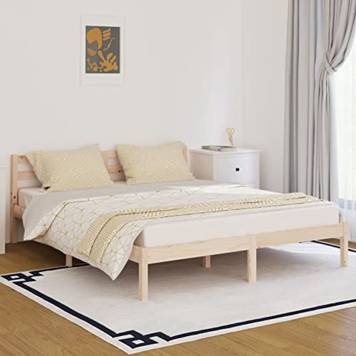 Gecheer Giroletto in Legno Massello di Pino 160x200 cm,Letto Matrimoniale,Singolo,Struttura Letto Singolo,Matrimoniale,Giroletto in Legno,Letto a Piattaforma in Legno